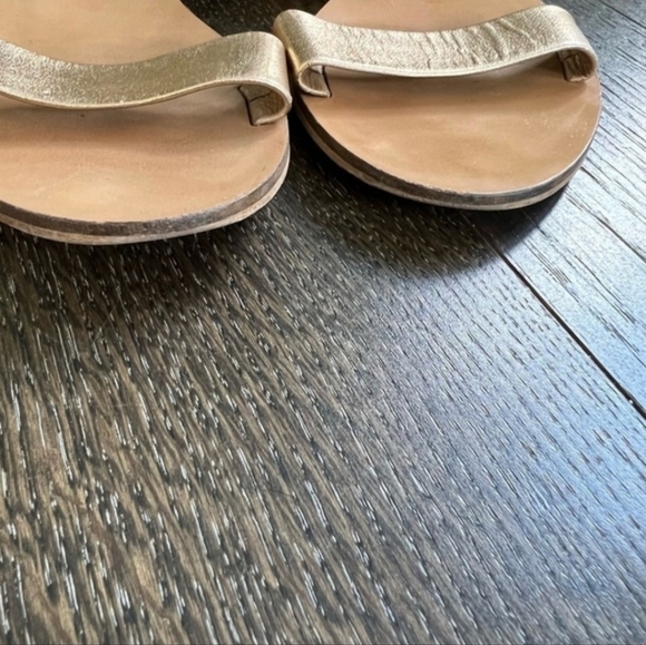 J. CREW Leila metallic gold ankle wrap sandals 7 - Picture 6 of 8